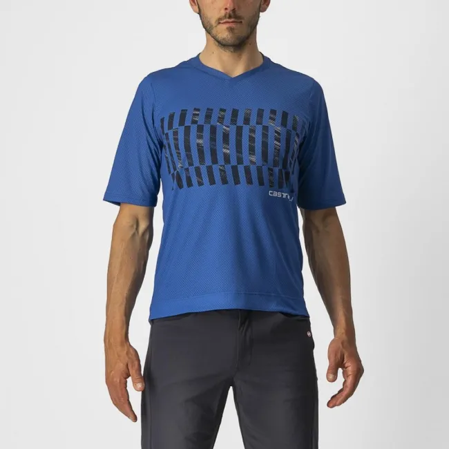 Jersey cu maneca lunga Castelli Trail Tech LS Tee, Albastru/Negru, M