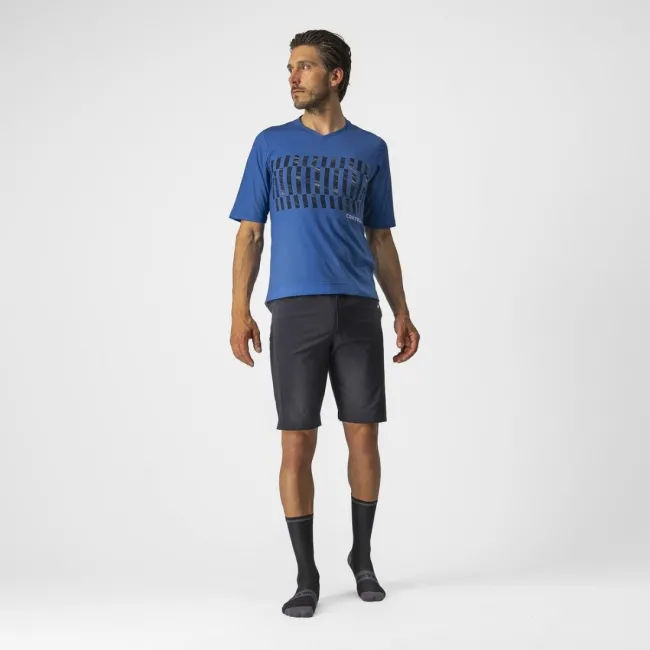 Jersey cu maneca lunga Castelli Trail Tech LS Tee, Albastru/Negru, XXL
