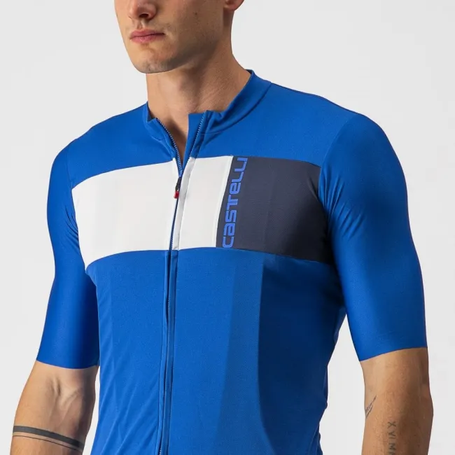Tricou cu maneca scurta Castelli Prologo 7, Albastru/Alb/Antracit, XXL