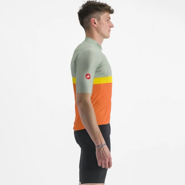 Tricou cu maneca scurta Castelli A Blocco Vernil/Portocaliu/Galben/Visiniu L