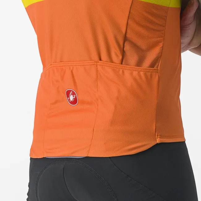 Tricou cu maneca scurta Castelli A Blocco Vernil/Portocaliu/Galben/Visiniu M