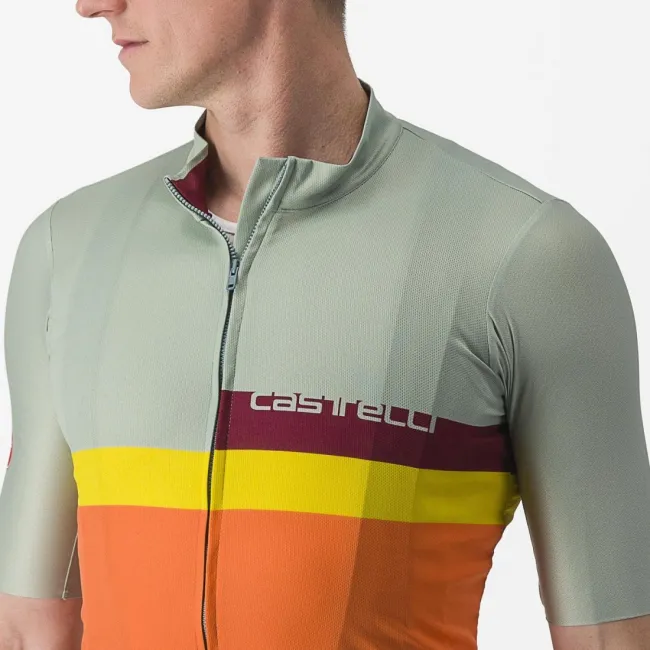Tricou cu maneca scurta Castelli A Blocco Vernil/Portocaliu/Galben/Visiniu M