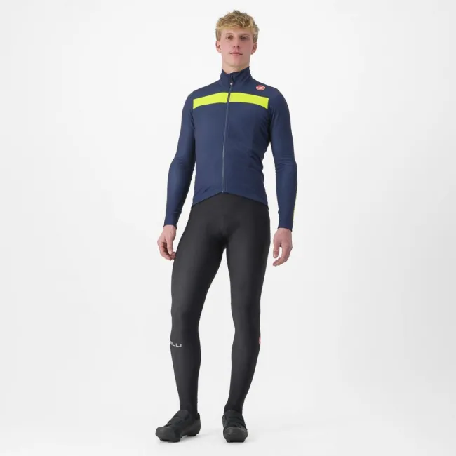 Tricou cu maneca lunga Castelli Puro 3 FZ BelgianBlue/YellowFluoReflex L
