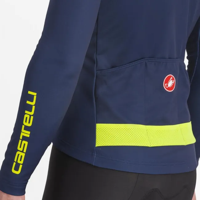 Tricou cu maneca lunga Castelli Puro 3 FZ BelgianBlue/YellowFluoReflex XXL