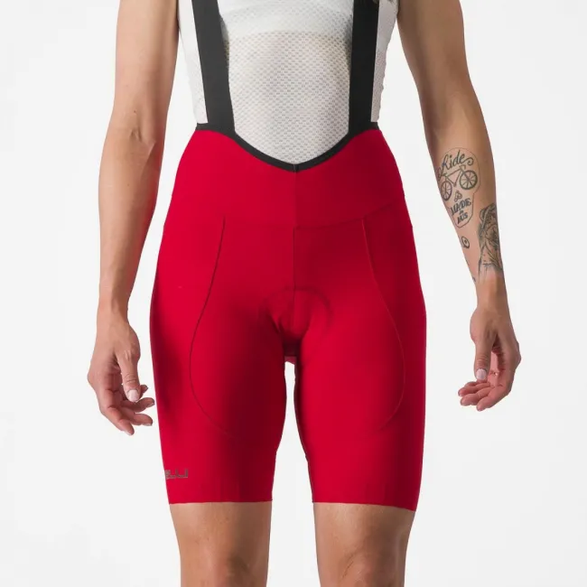 Pantaloni scurti cu bretele Castelli Espresso W DT de dama Rosu M