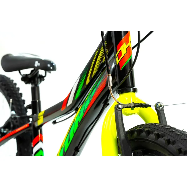 Bicicleta Copii DHS Turbo - 24 Inch, Negru-Verde