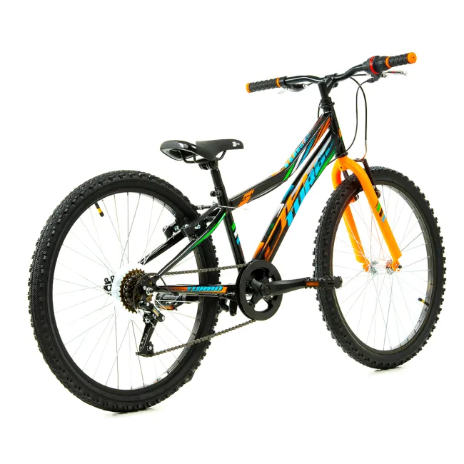 Bicicleta Copii DHS Turbo - 24 Inch, Negru-Portocaliu