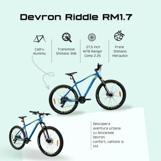 Bicicleta Mtb Devron Riddle 2023 RM1.7 - 27.5 Inch, L, Albastru
