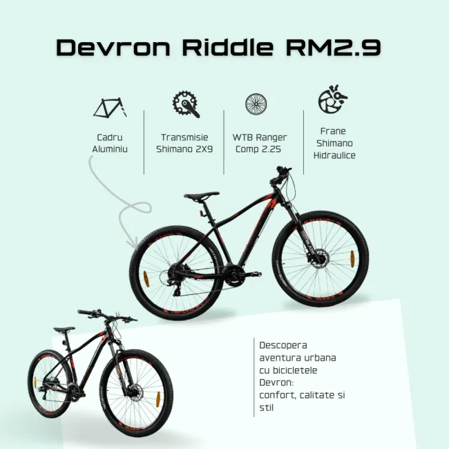 Bicicleta Mtb Devron Riddle 2023 RM2.9 - 29 Inch, M, Negru-Rosu