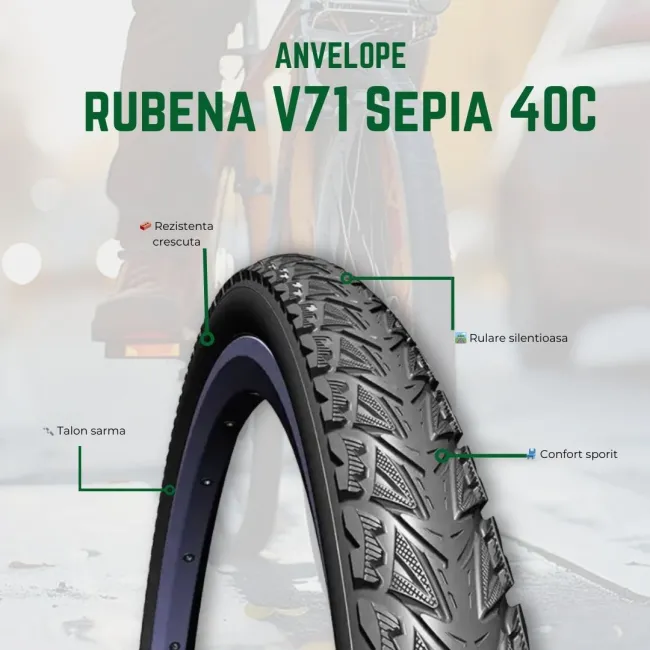 Anvelopa Bicicleta Rubena V71 Sepia - 700 x 40C, Negru