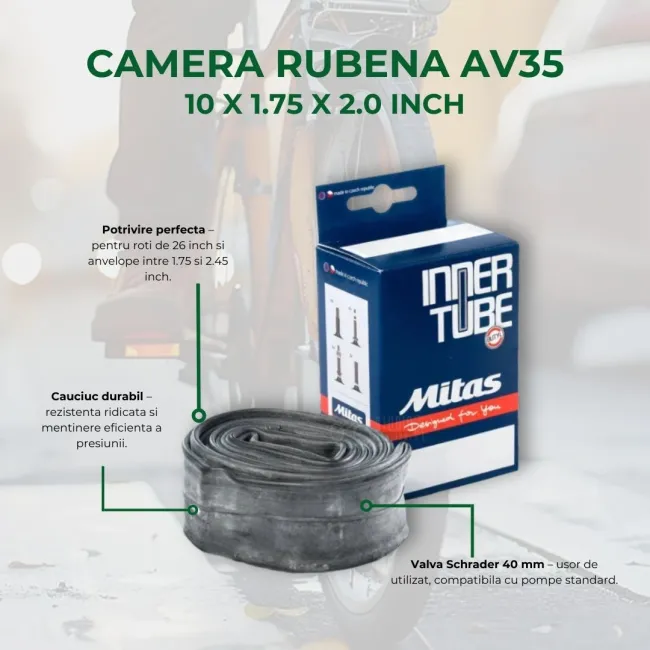 Camera Bicicleta Rubena AV35 - 10 x 1.75 x 2.0 INCH