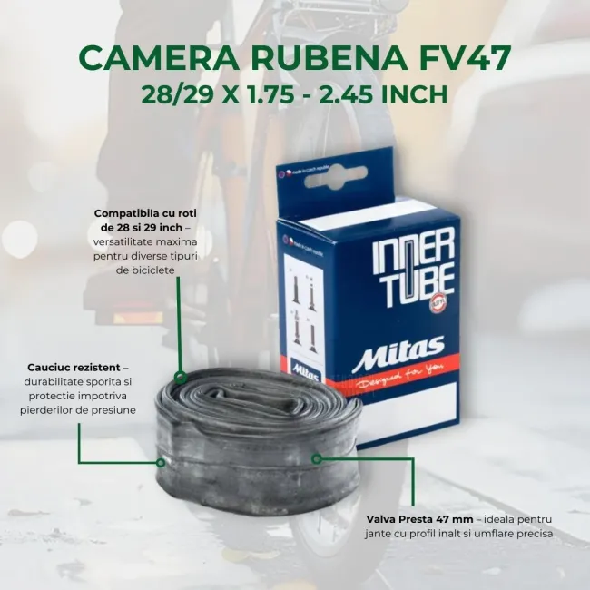 Camera Bicicleta Rubena FV47 - 28/29 x 1.75 - 2.45 INCH