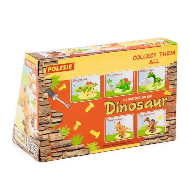 Set de constructie Dinozaur Polesie Stegosaur, 30 piese de asamblat, 21cm