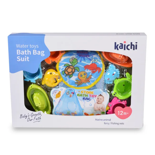 Set jucarii de baie Kaichi - Forme și animale, cu plasă