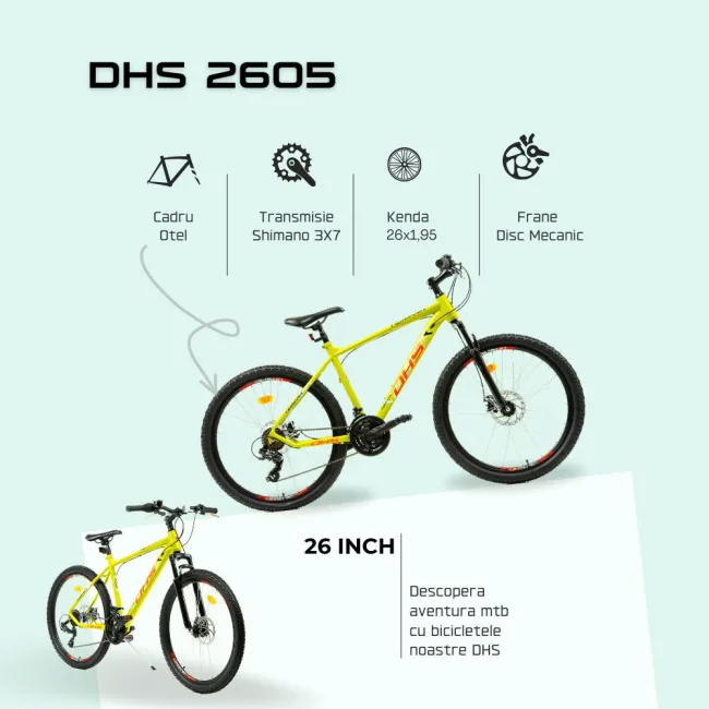 Bicicleta Mtb Dhs 2605 - 26 inch, M, Verde