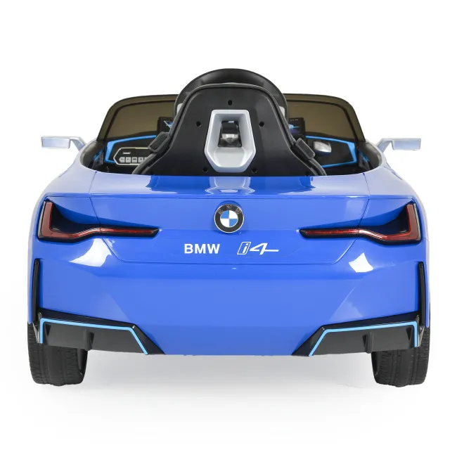 Masinuta electrica BO BMW i4 pentru copii 3 ani+, acumulatori si telecomanda, usi care se deschid, centura, pornire buton, Albastru