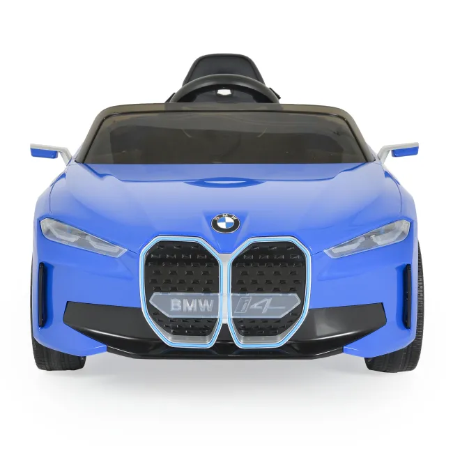 Masinuta electrica BO BMW i4 pentru copii 3 ani+, acumulatori si telecomanda, usi care se deschid, centura, pornire buton, Albastru