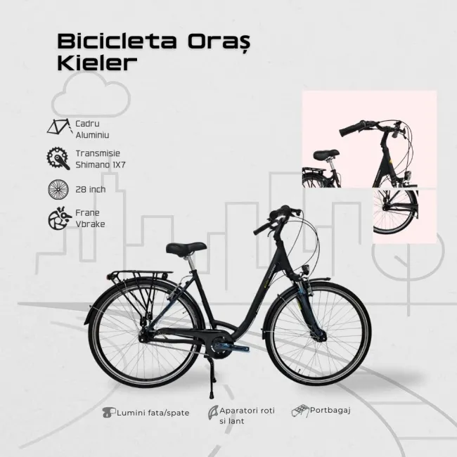Bicicleta Oras Kieler - 28 Inch, M, Gri Inchis
