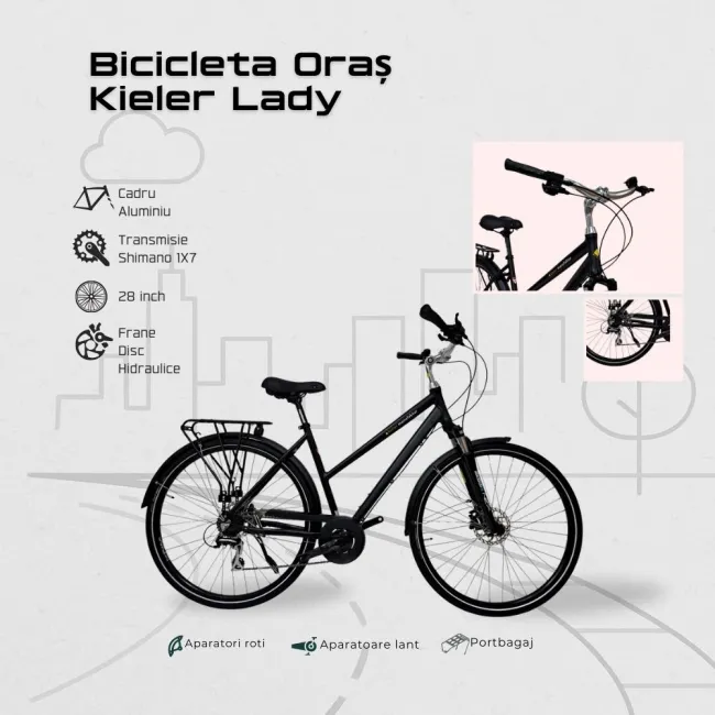 Bicicleta Oras Kieler Lady - 28 Inch, S, Negru