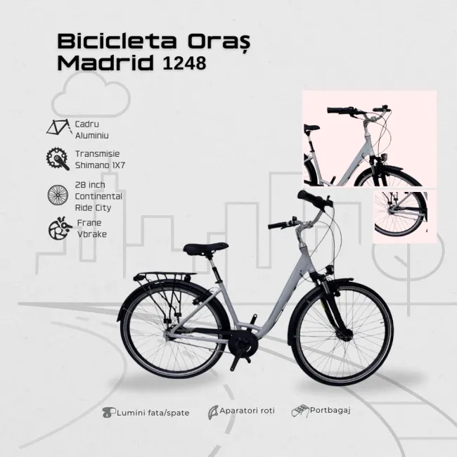 Bicicleta Oras Madrid 1248 - 28 inch, M, Gri deschis