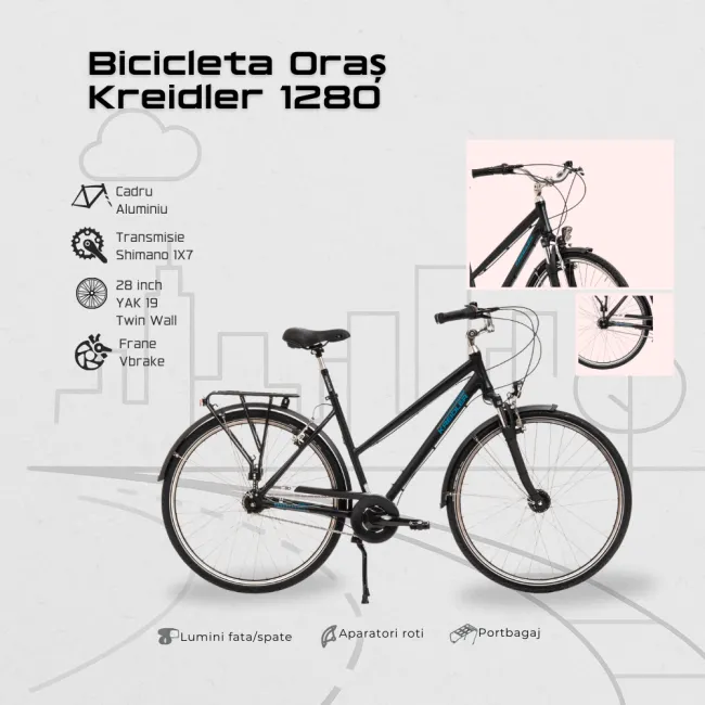 Bicicleta Oras Kreidler 1280 - 28 inch, L, Negru