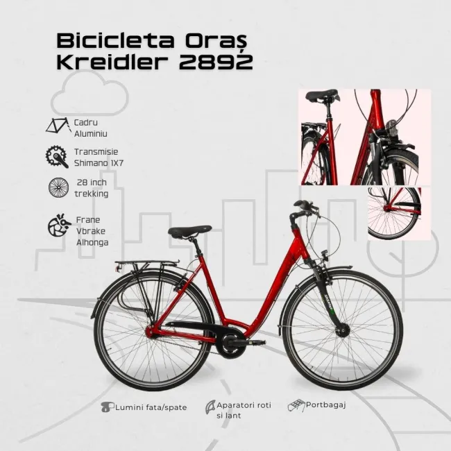 Bicicleta Oras Kreidler 2892 - 28 inch, M, Rosu