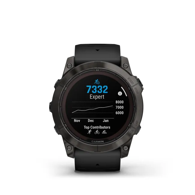 Garmin - fenix 7x Pro Sapphire Solar smartwatch premium cu incarcare solara 51mm - ramă Titan DLC Carbon Grey si curea din silicon neagră