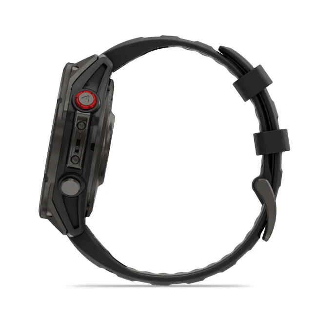 Garmin - fenix 8 Pro 51mm - smartwatch premium AMOLED Sapphire - ramă gri din titanium DLC si curea din silicon neagră-gri