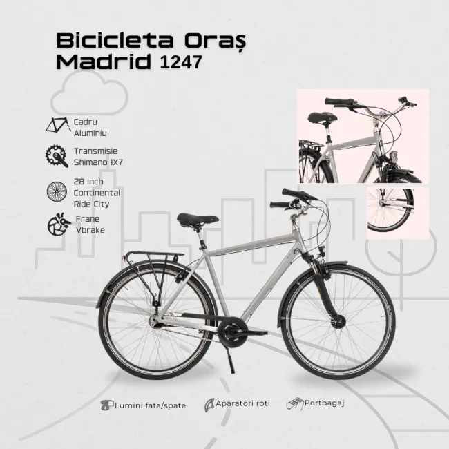 Bicicleta Oras Madrid 1247 - 28 inch, XL, Gri deschis