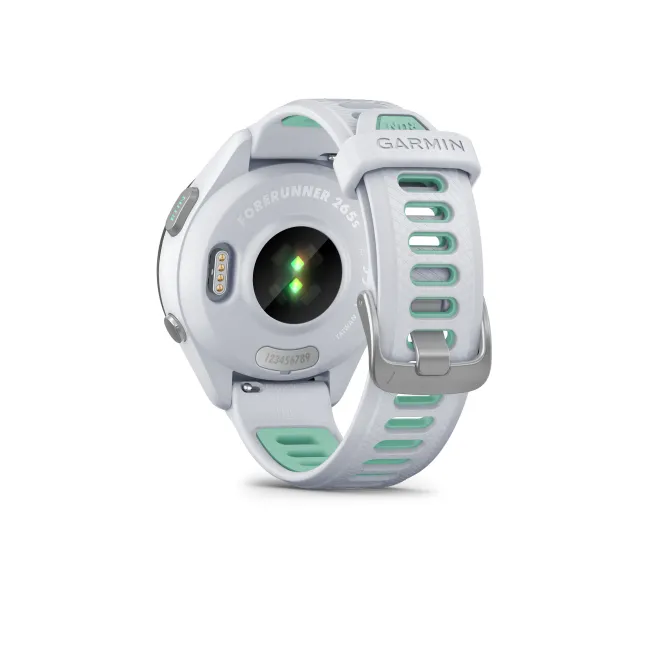 Garmin - Forerunner 265s ceas multisport cu GPS AMOLED - Ramă neagră cu carcasă Whitestone şi curea din silicon Whitestone/Neo Tropic