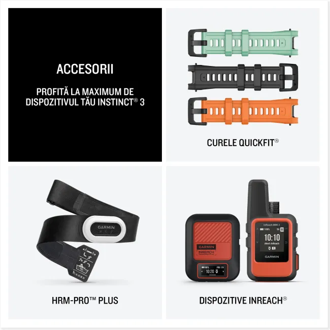 Garmin INSTINCT 3 - 45 mm AMOLED negru - smartwatch robust cu GPS