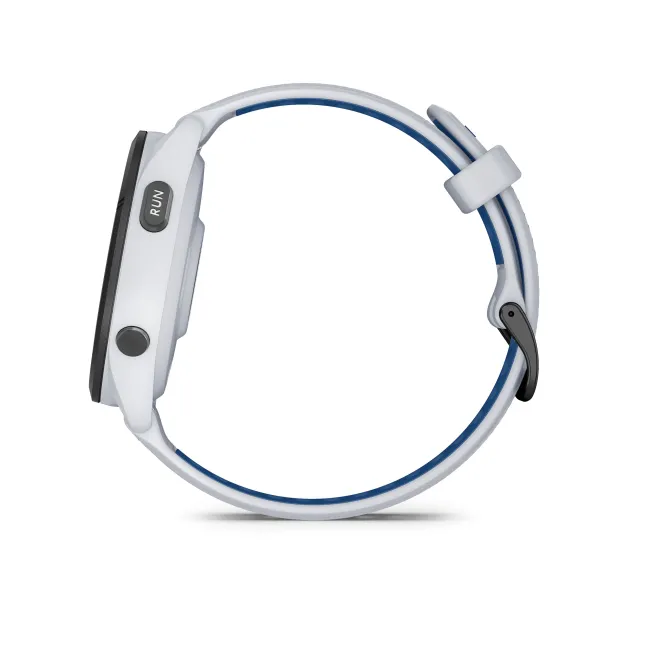 Garmin - Forerunner 265 ceas multisport cu GPS AMOLED - Ramă neagră cu carcasă Whitestone şi curea din silicon Whitestone/Tidal Blue