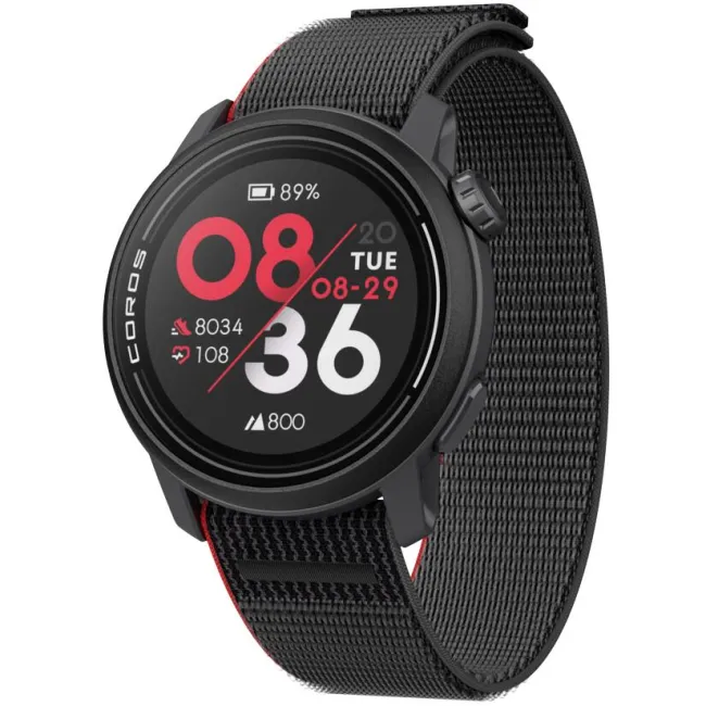 Coros - Pace 3 - ceas multisport GPS - negru rosu Ink - curea neagra/nailon