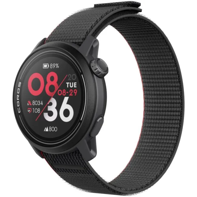 Coros - Pace 3 - ceas multisport GPS - negru rosu Ink - curea neagra/nailon