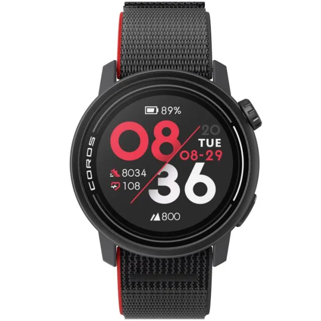 Coros - Pace 3 - ceas multisport GPS - negru rosu Ink - curea neagra/nailon