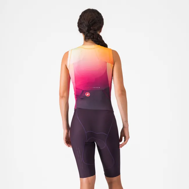 Castelli - costum triatlon fara maneci - Free Sanremo 3 W Suit Sleeveless - negru | portocaliu vivid