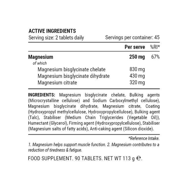 Pillar Performance - supliment magneziu Triple magnesium professional recovery (New formula)  - 90 pastile