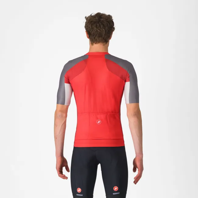 Castelli - tricou ciclism maneca scurta regular fit - Entrata 6 Jersey - rosu | gri