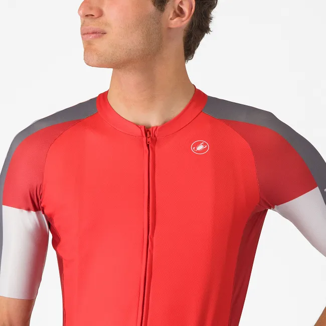 Castelli - tricou ciclism maneca scurta regular fit - Entrata 6 Jersey - rosu | gri
