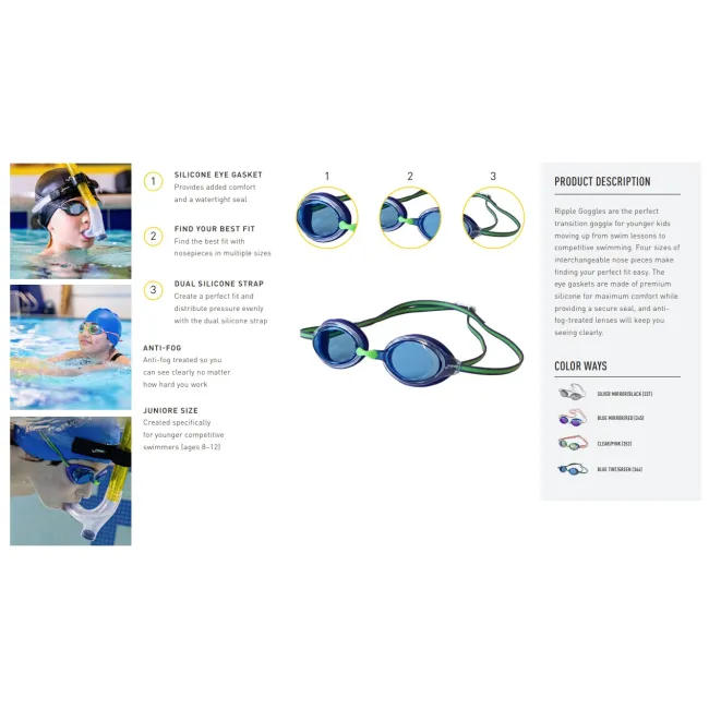 Finis - ochelari inot pentru copii (8-12 ani) Ripple Goggles - transparent albastru roz