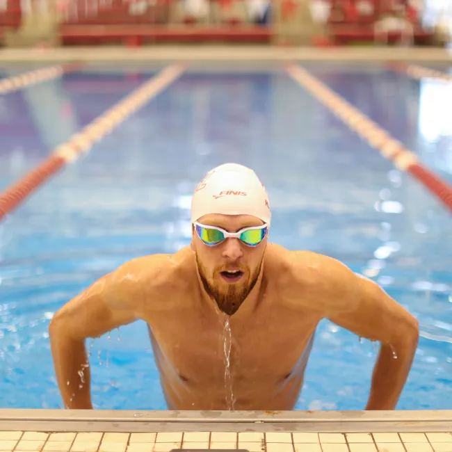Finis - ochelari inot pentru triatlon Hayden Goggles - alb cu lentila oglinda mov