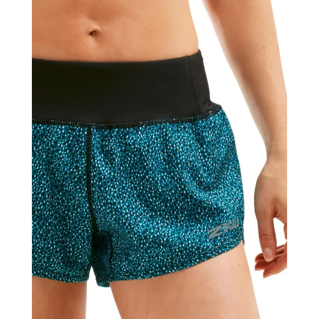 2XU - Short alergare XVENT Free Short 3" W - Rain Spot- Ocean Teal