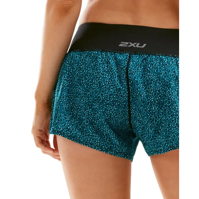 2XU - Short alergare XVENT Free Short 3" W - Rain Spot- Ocean Teal