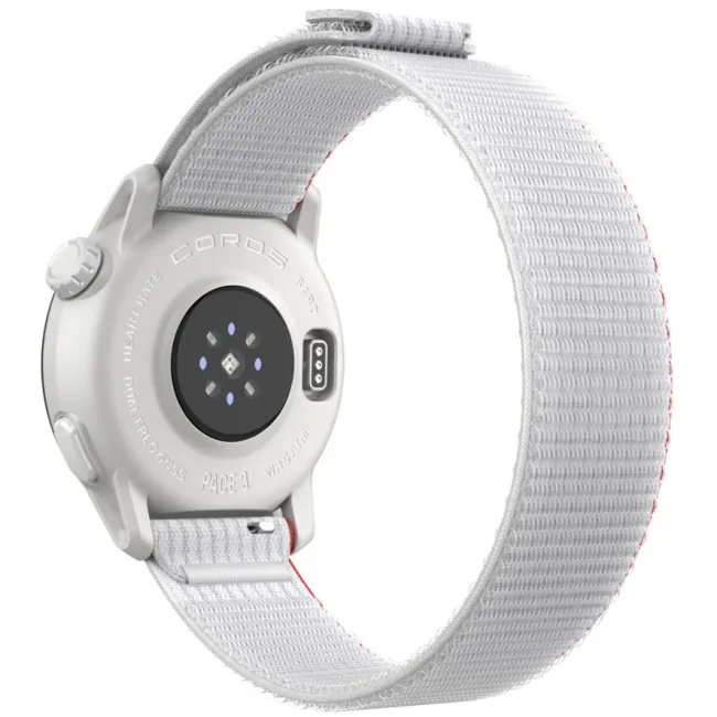 Coros - Pace 3 - ceas multisport GPS - alb rosu Chalk - curea alba/nailon
