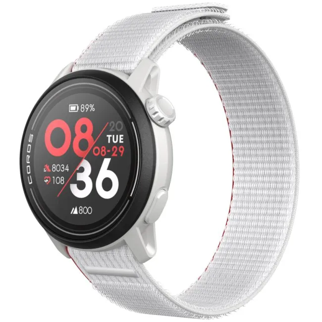 Coros - Pace 3 - ceas multisport GPS - alb rosu Chalk - curea alba/nailon