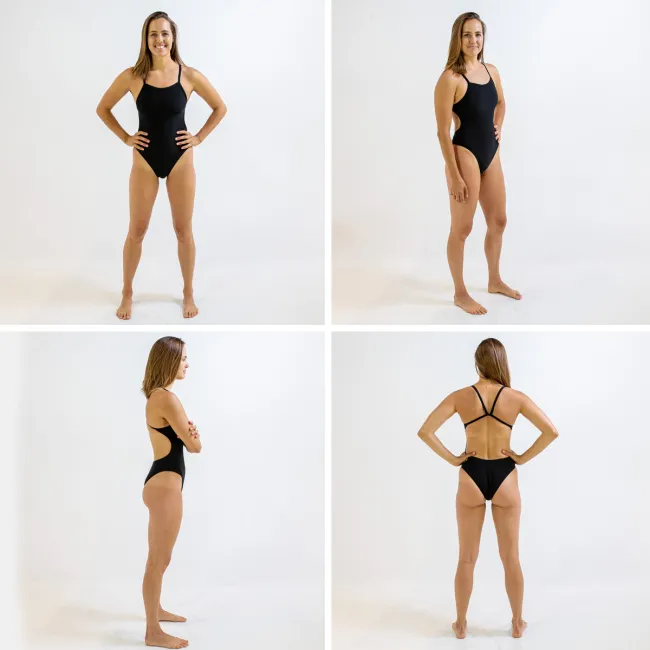 Finis - costum de baie intreg Openback Solid Color - visiniu mov Cabernet