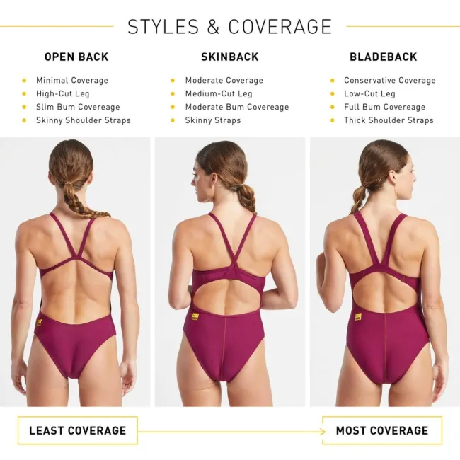 Finis - Costume de baie intreg pentru femei - Bladeback Solid - visiniu cabernet