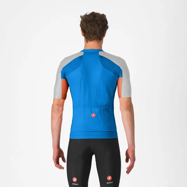 Castelli - tricou ciclism maneca scurta regular fit - Entrata 6 Jersey - albastru | argintiu