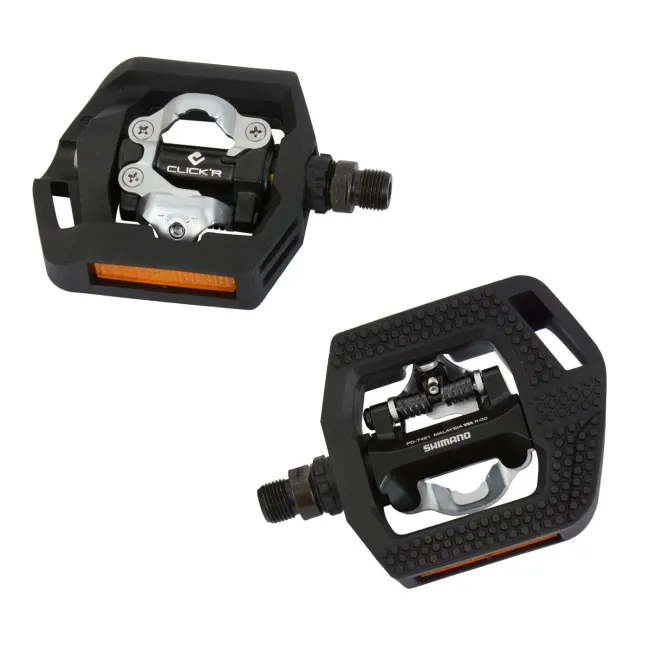 Shimano - pedale bicicleta MTB PD-T421, cu catadioptrii  si placute SM-SH56 - negru