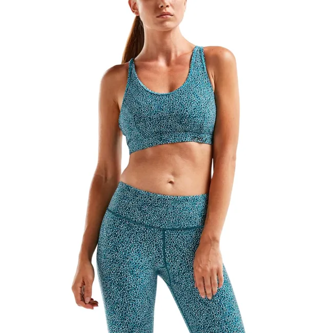 2XU - Bustiera sport pentru femei - XVENT Strappy Back Crop Rain Spot - albastru ocean